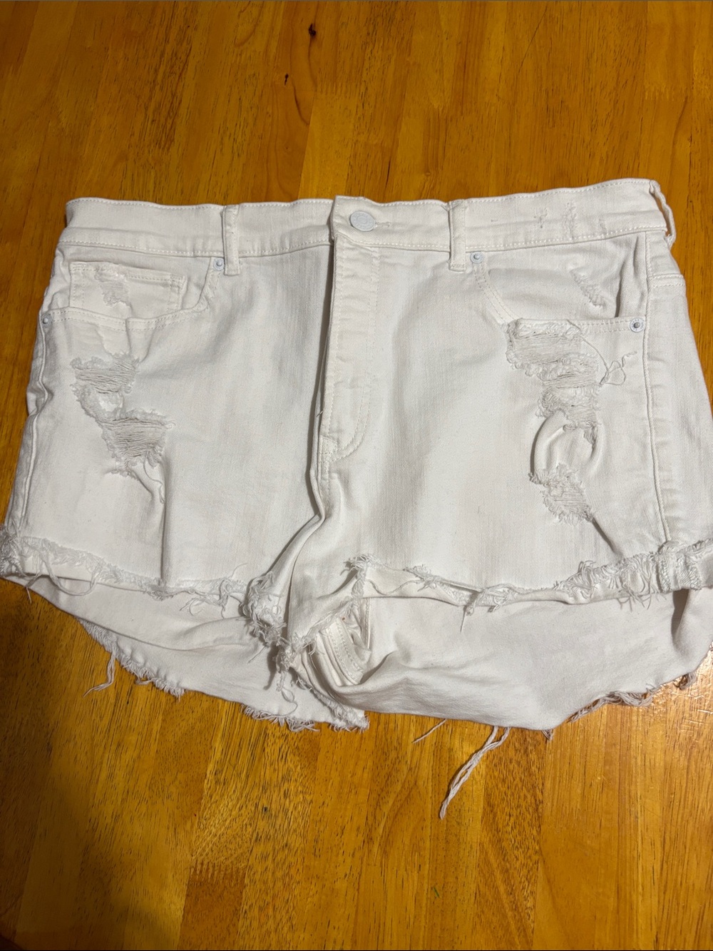 Express White Distressed Denim Shorts